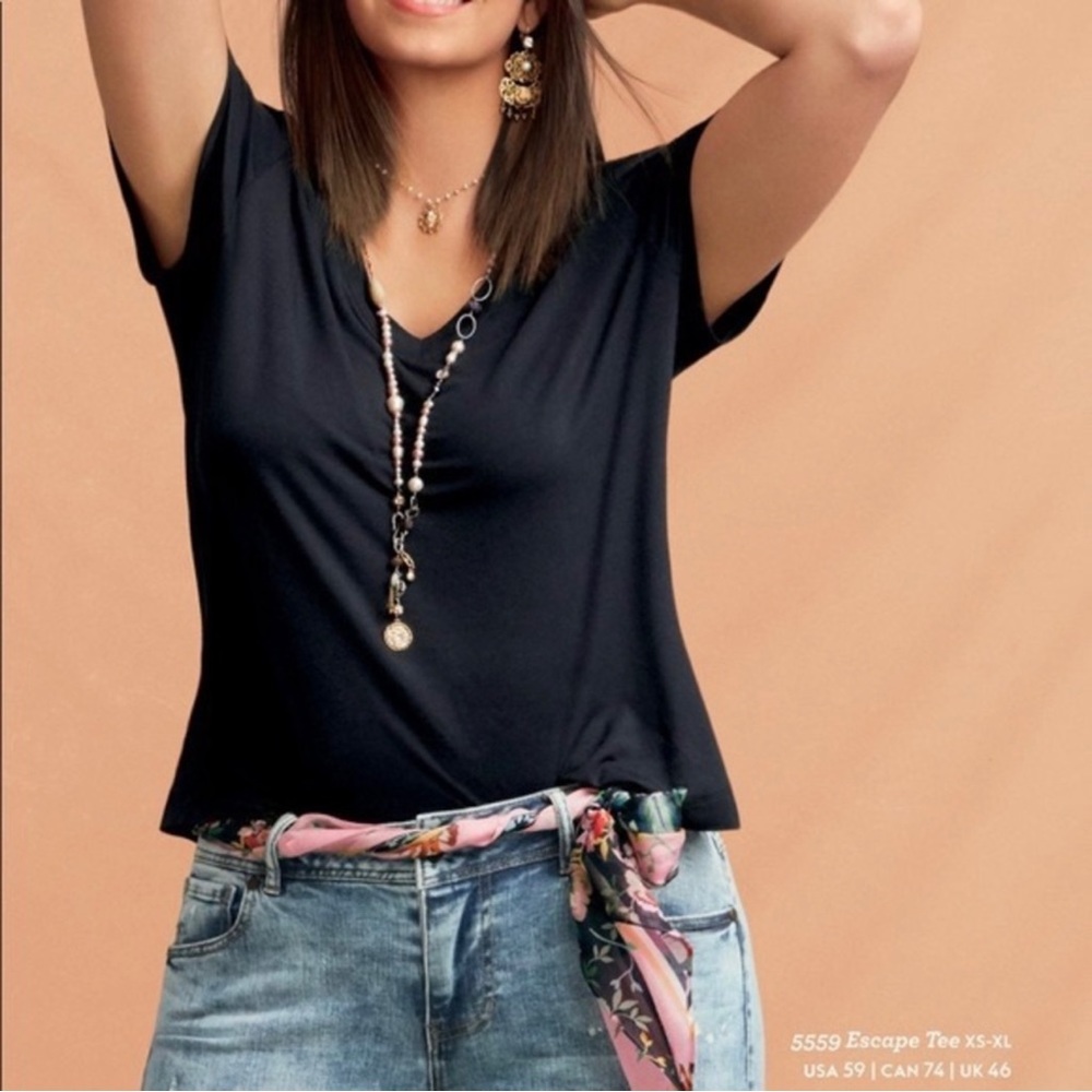 Cabi Women’s Relax Escape Tee 5559 Navy Sz L